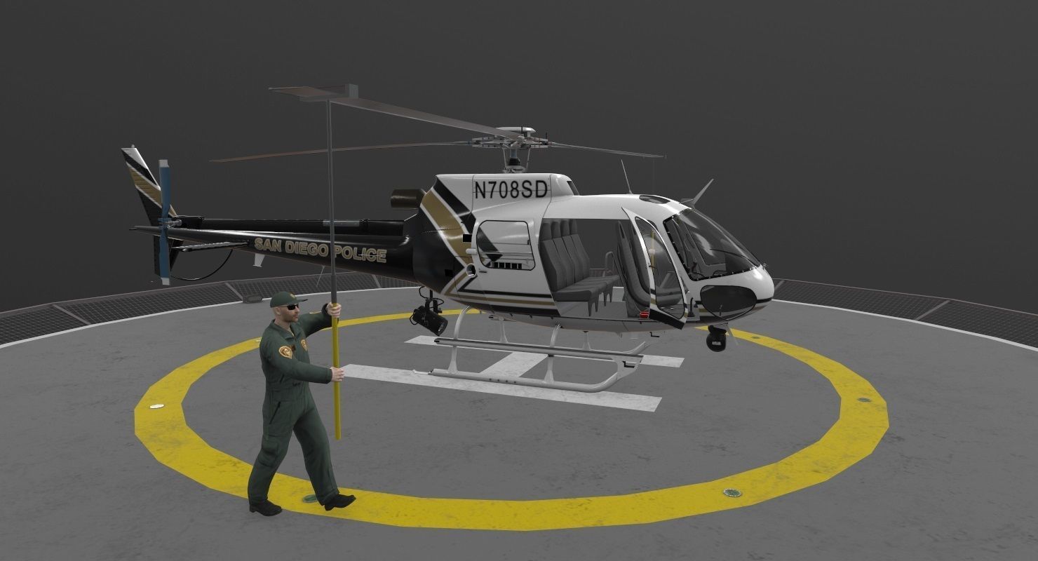  AS-350 San Diego Police Animated Low-poly 3D model_15