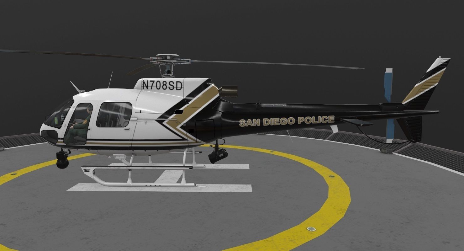  AS-350 San Diego Police Animated Low-poly 3D model_23