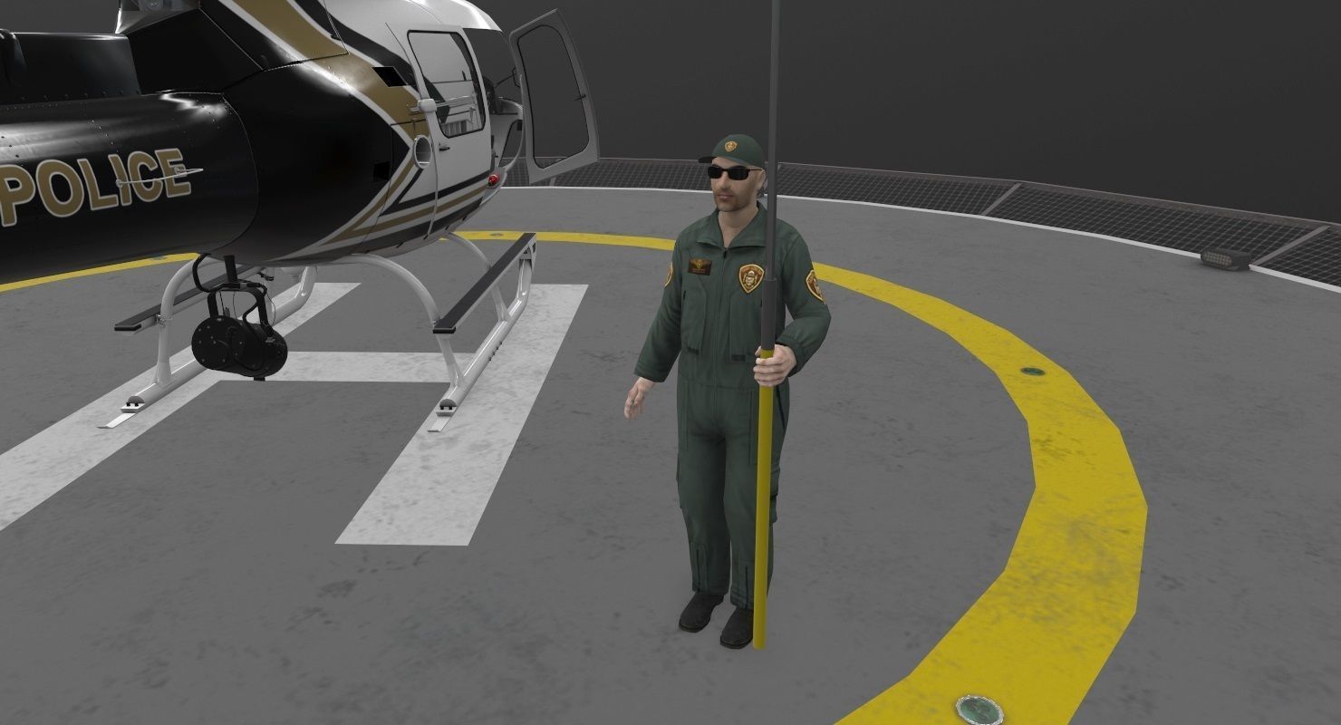  AS-350 San Diego Police Animated Low-poly 3D model_7