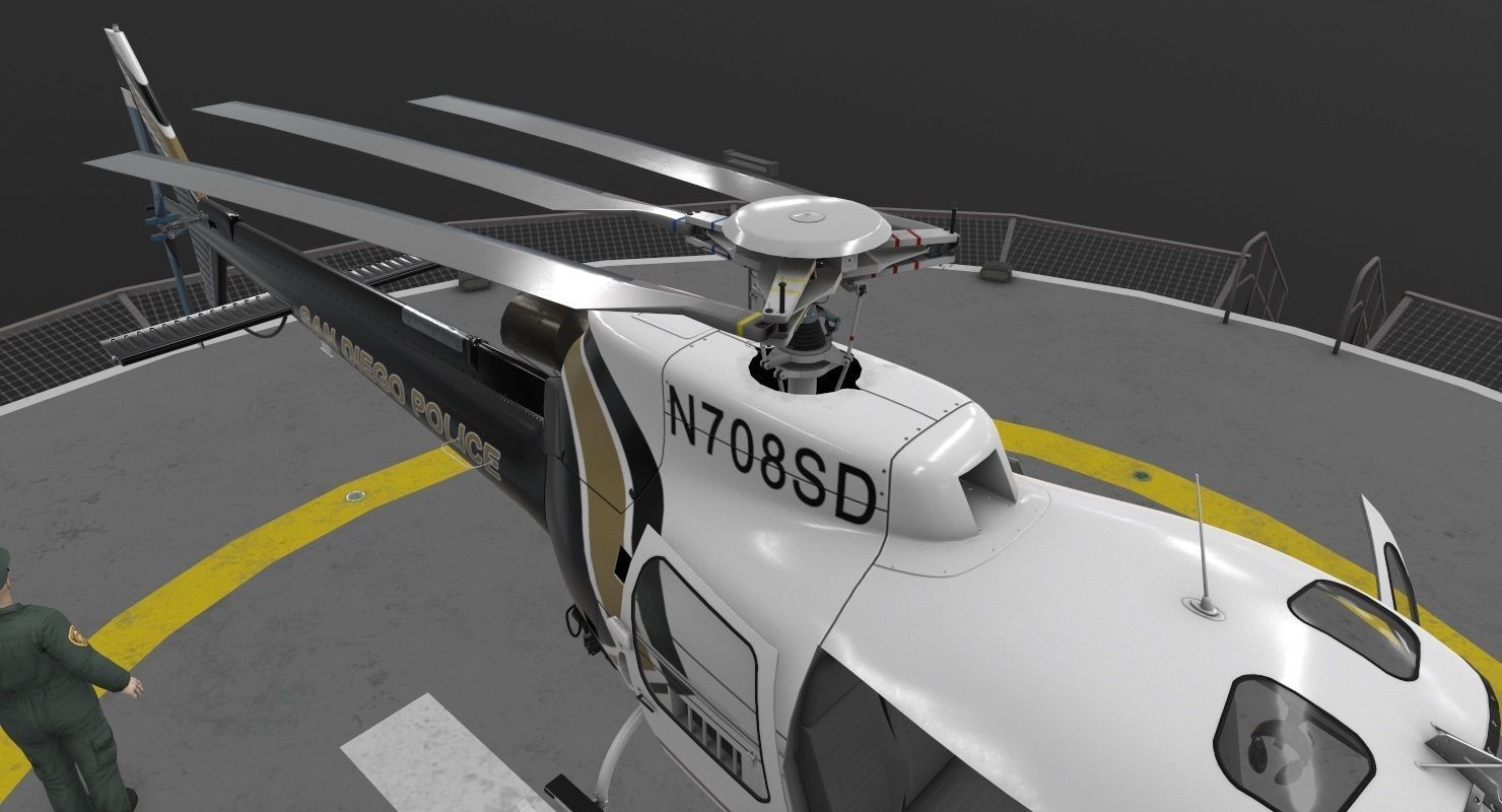  AS-350 San Diego Police Animated Low-poly 3D model_8