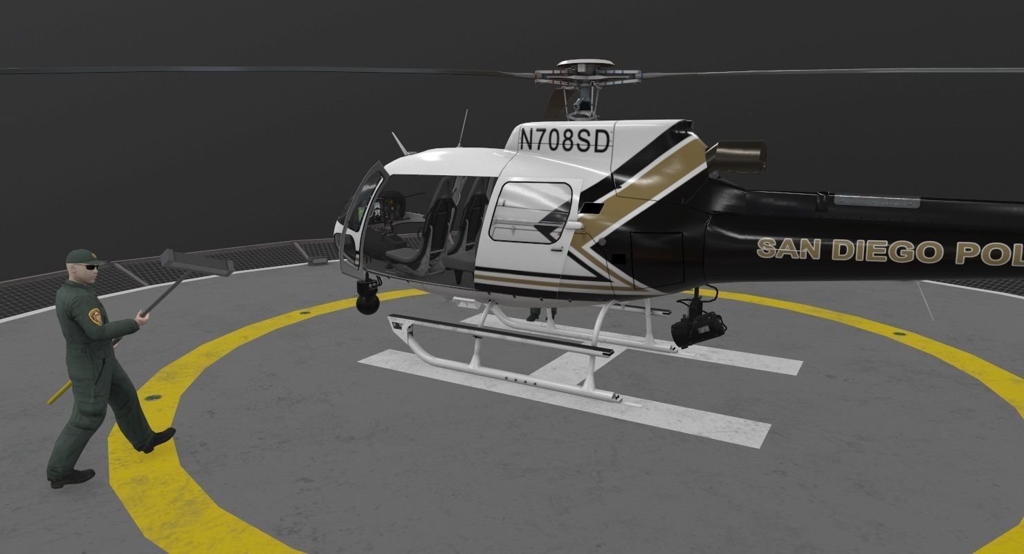  AS-350 San Diego Police Animated Low-poly 3D model_17