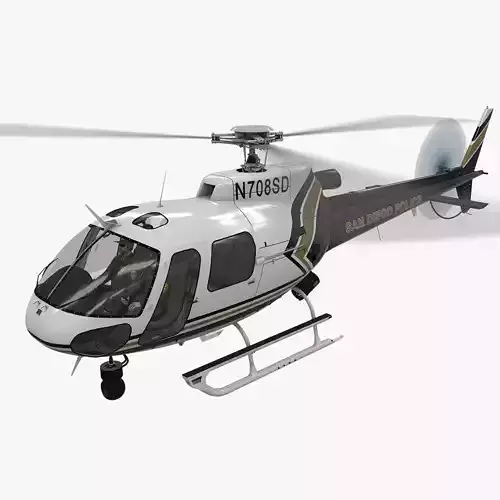  AS-350 San Diego Police Animated Low-poly 3D model