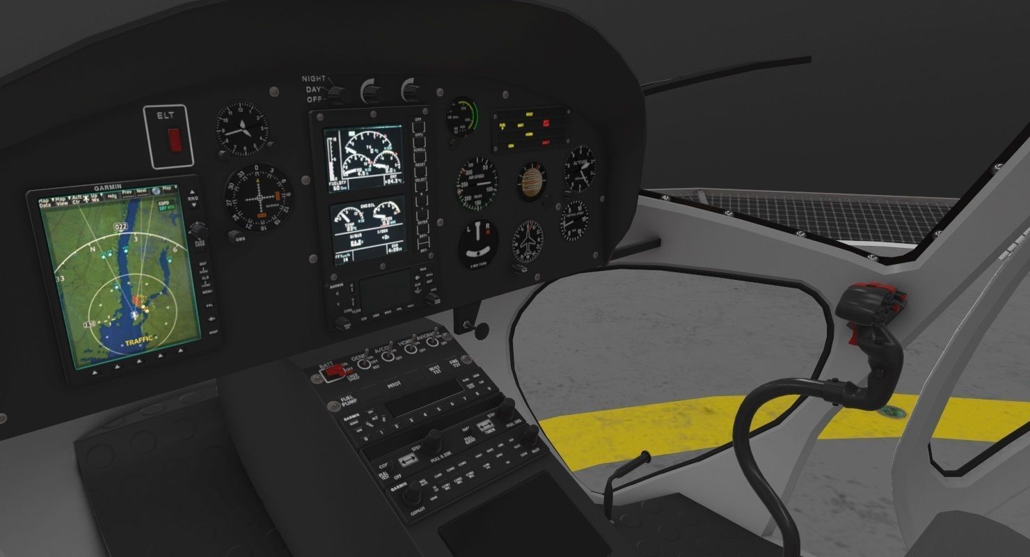  AS-350 San Diego Police Animated Low-poly 3D model_10