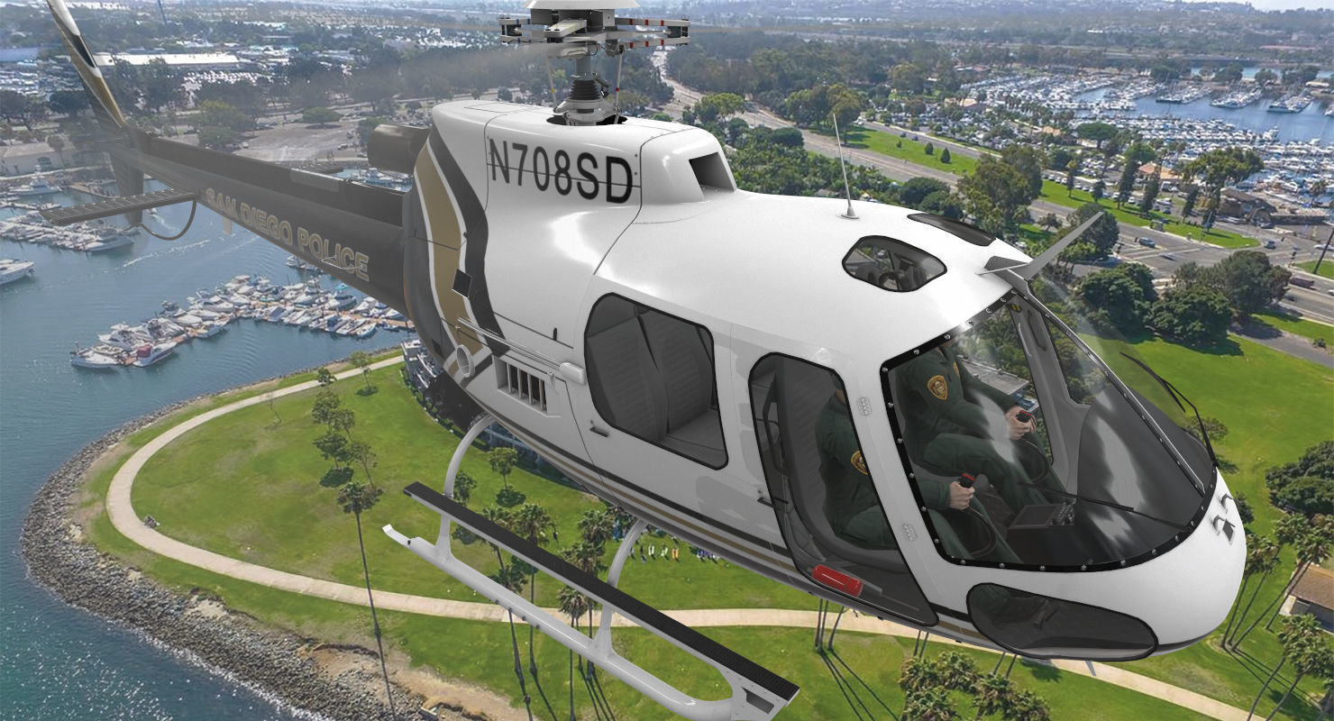 AS-350 San Diego Police Animated Low-poly 3D model_4