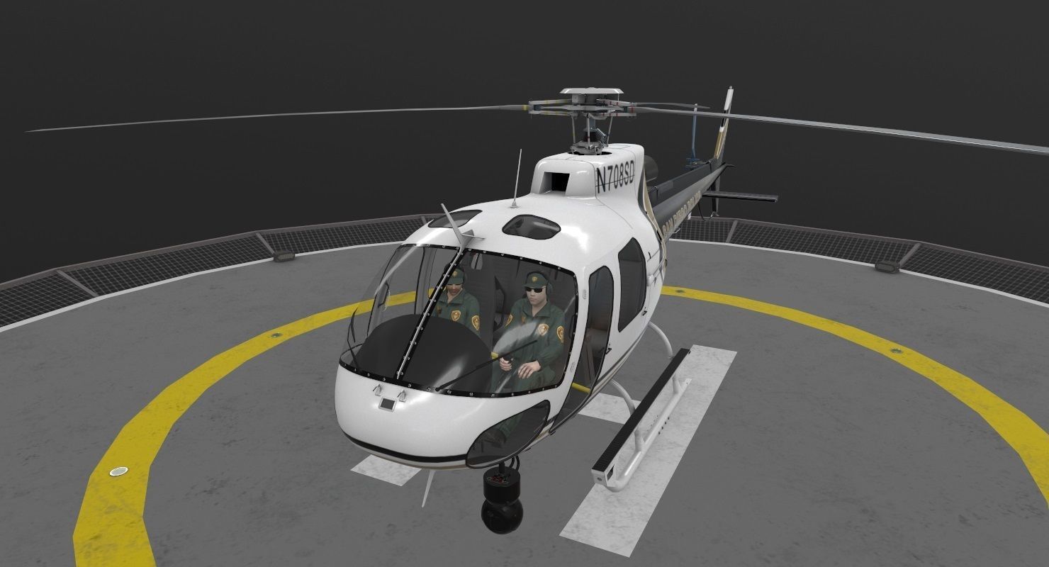  AS-350 San Diego Police Animated Low-poly 3D model_18