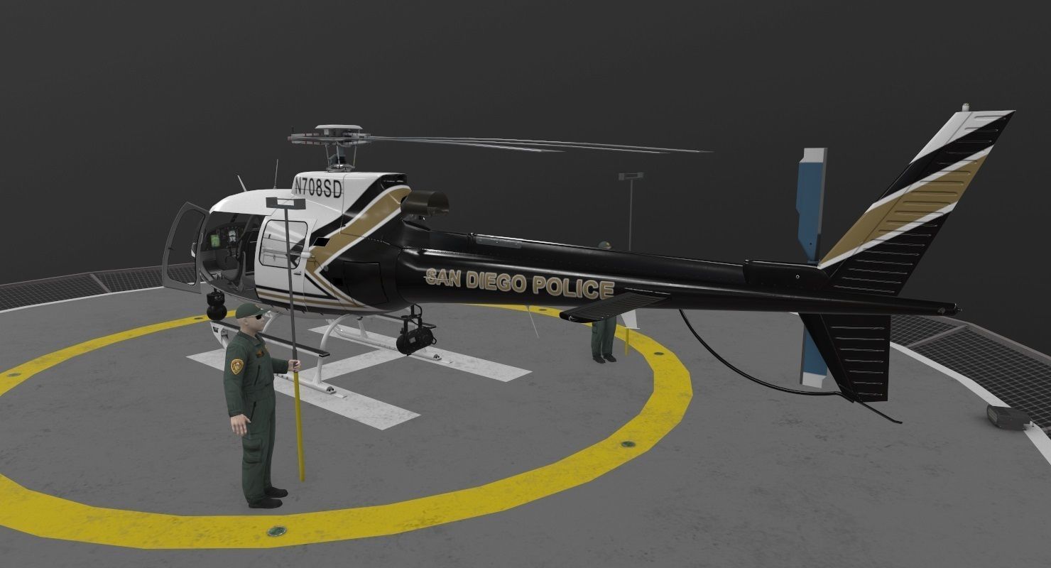  AS-350 San Diego Police Animated Low-poly 3D model_6