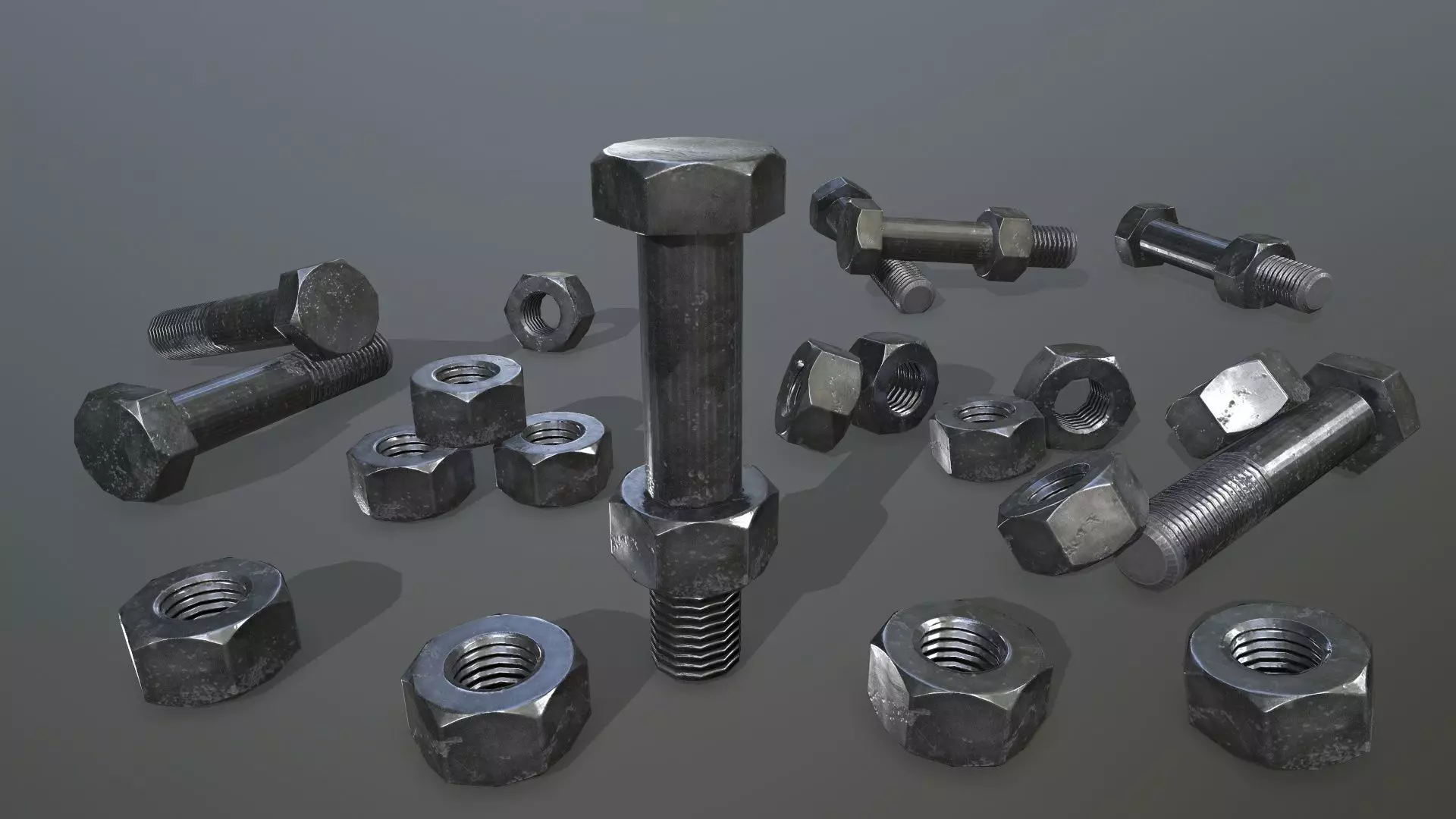 Bolts bolt and nut Low-poly 3D model