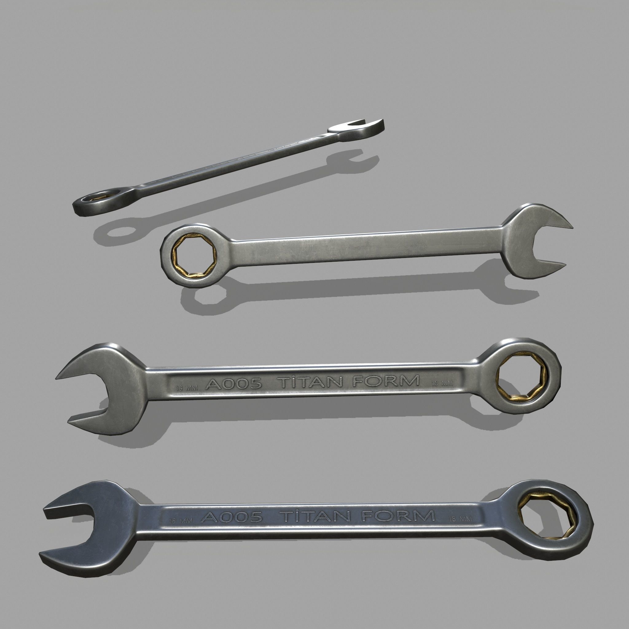 wrench Low-poly 3D model_1