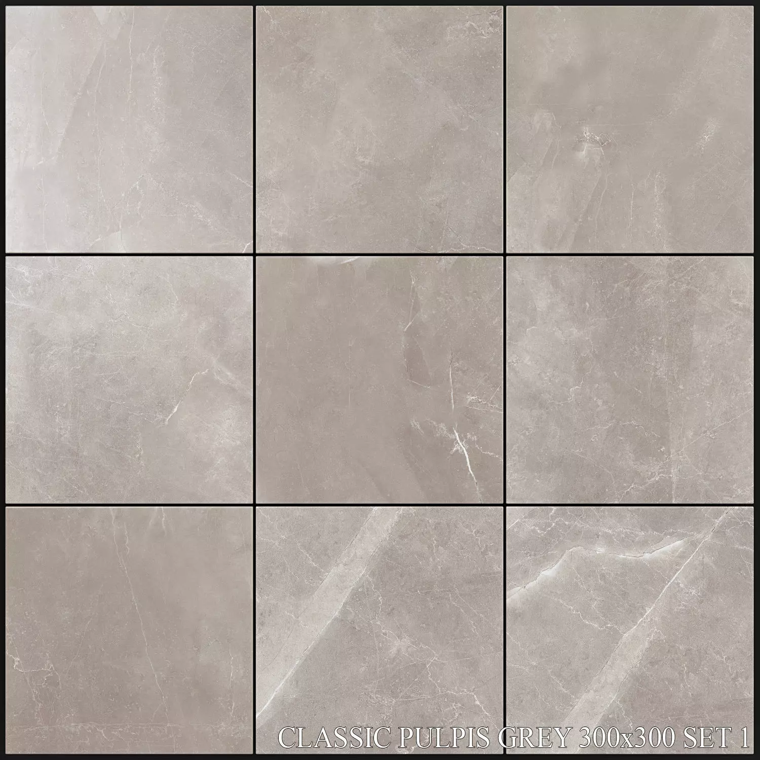 Yurtbay Seramik Classic Pulpis Grey 300x300 Set 1 3D model_0