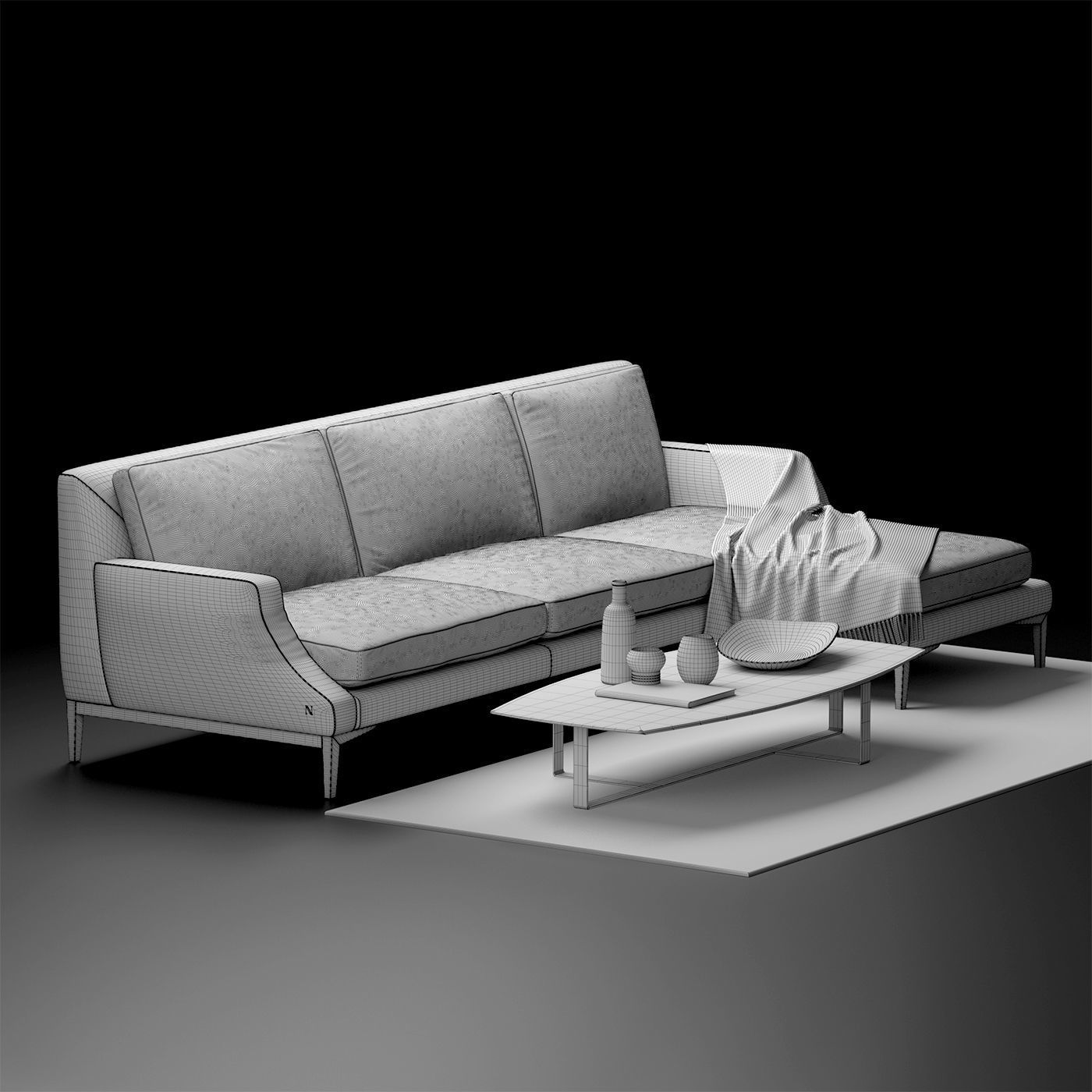 Natuzzi Winston sofa corner 3D model_8