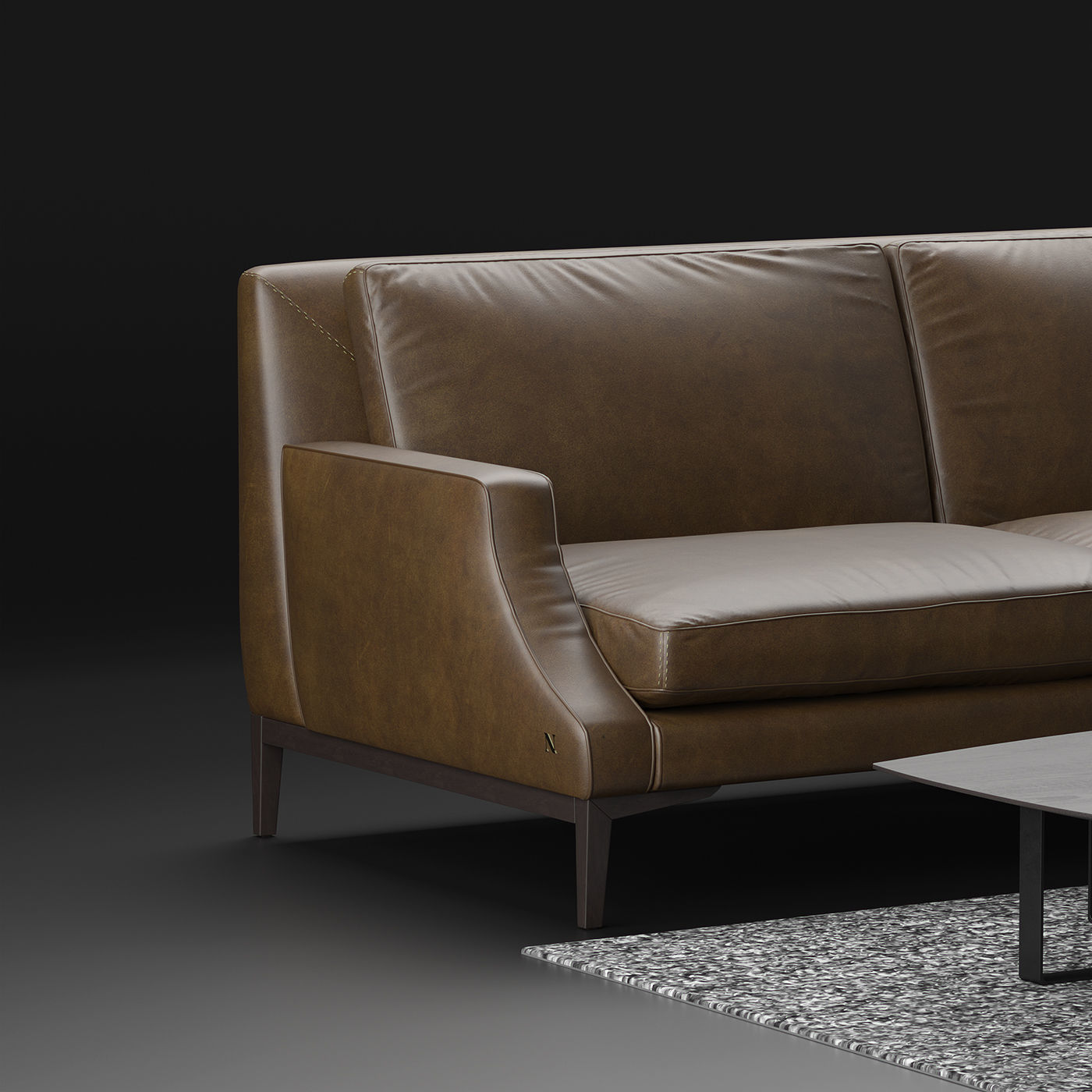 Natuzzi Winston sofa corner 3D model_2