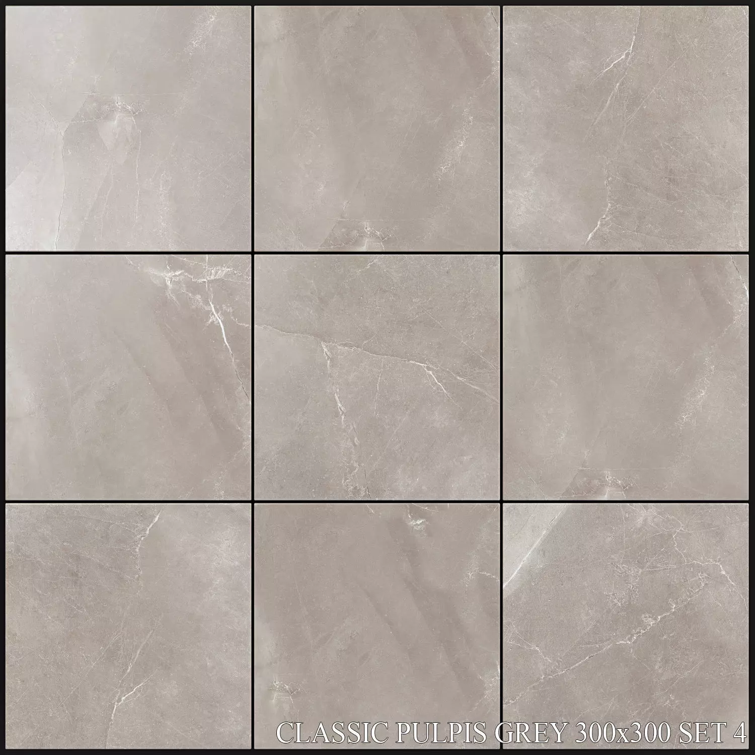 Yurtbay Seramik Classic Pulpis Grey 300x300 Set 4 3D model_0
