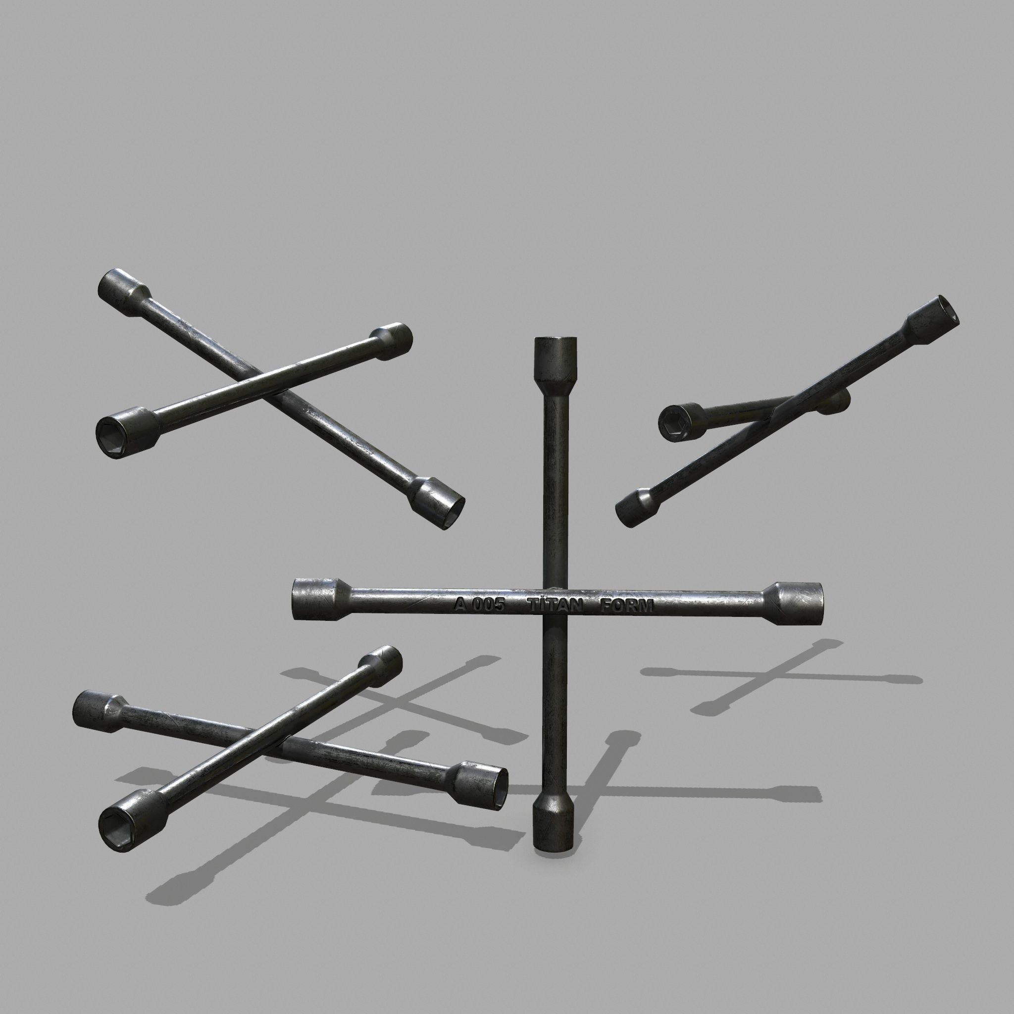 Lug Wrench Low-poly 3D model_1