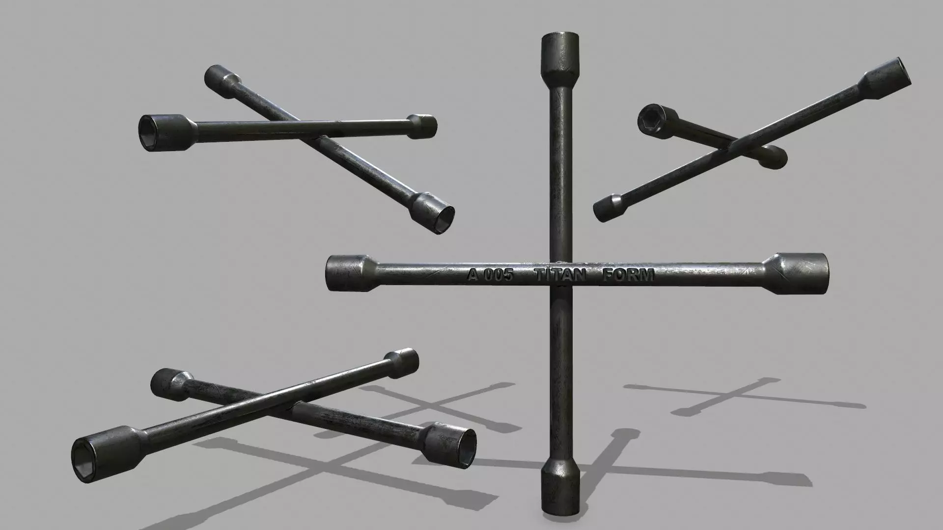 Lug Wrench Low-poly 3D model_0
