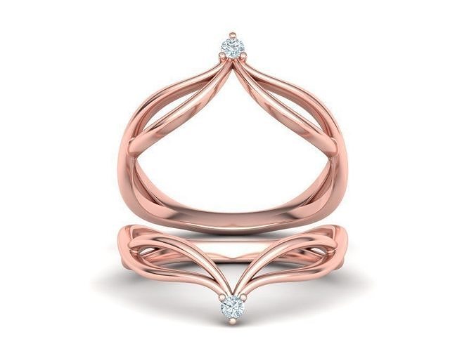 Chevron ring Crossover band V-shape ring 3dmodel 2mm stone 3D print model