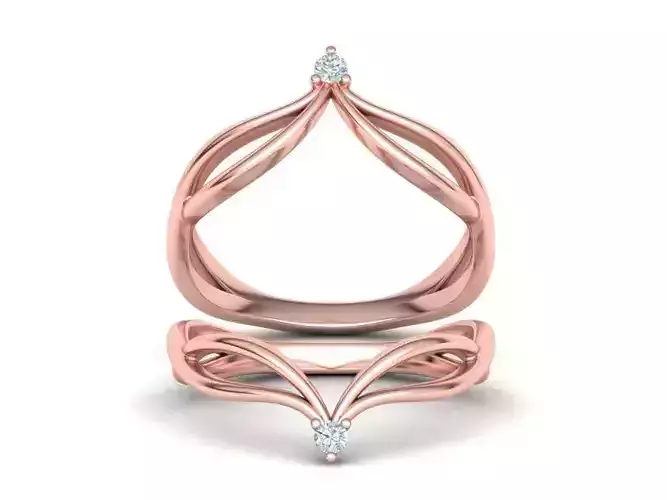 Chevron ring Crossover band V-shape ring 3dmodel 2mm stone