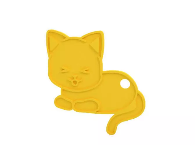 Keychain kitty cat teether 3D print model_0