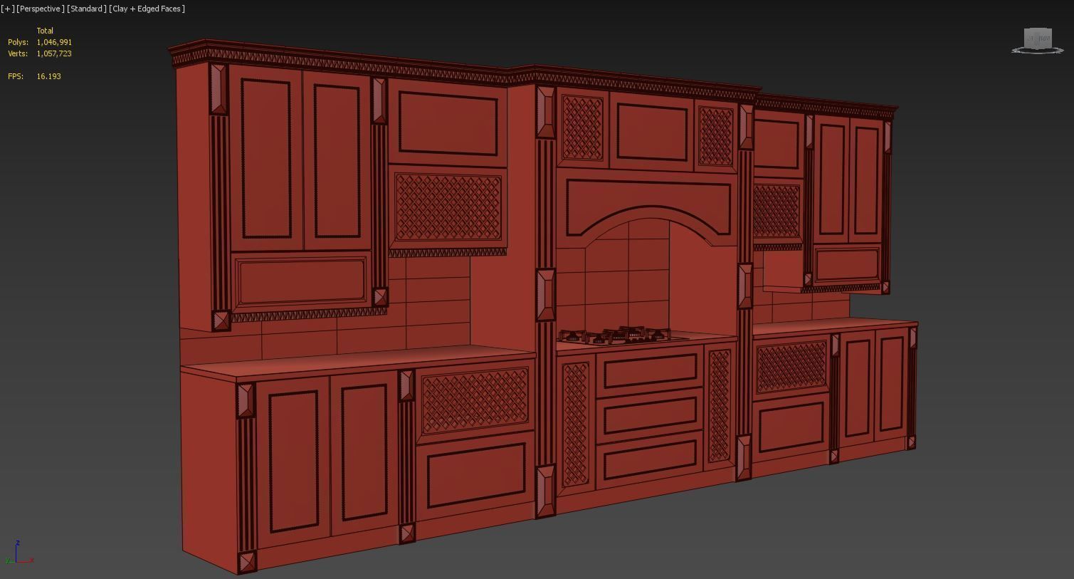 Kitchen with cabinets 3D model_0