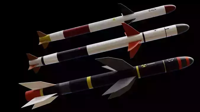 Missile pack 3 models complete textures and materials Low-poly 3D model