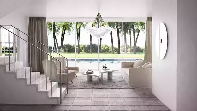 Palm Springs Mansion Living Room