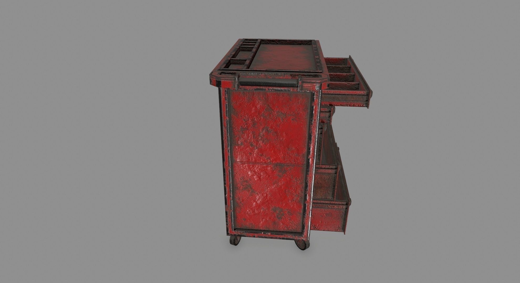 Cupboard metal cabinet with drawers Low-poly 3D model_3