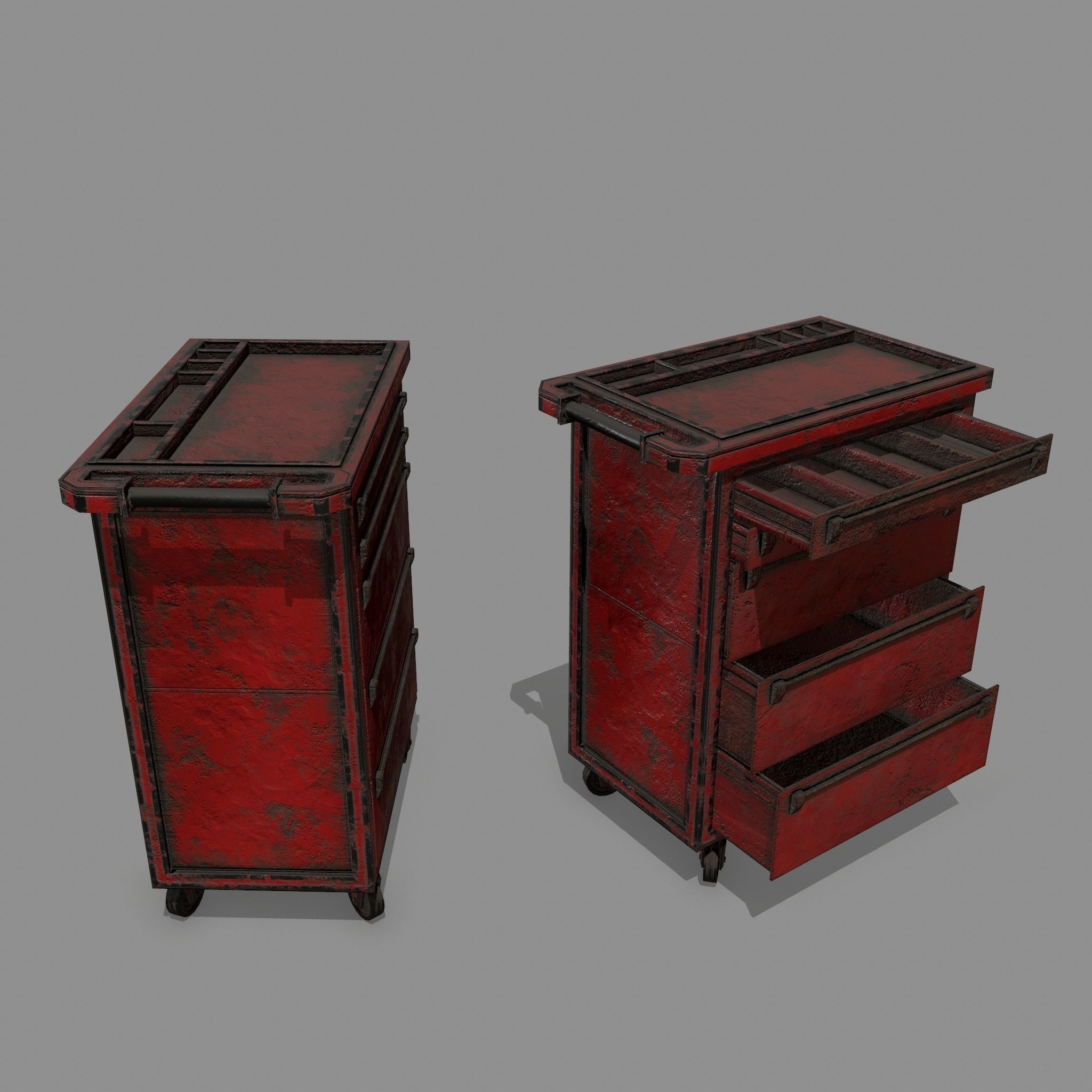 Cupboard metal cabinet with drawers Low-poly 3D model_1