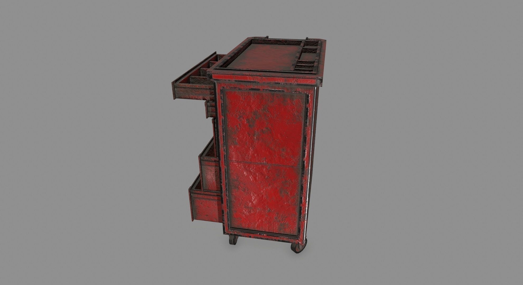 Cupboard metal cabinet with drawers Low-poly 3D model_6