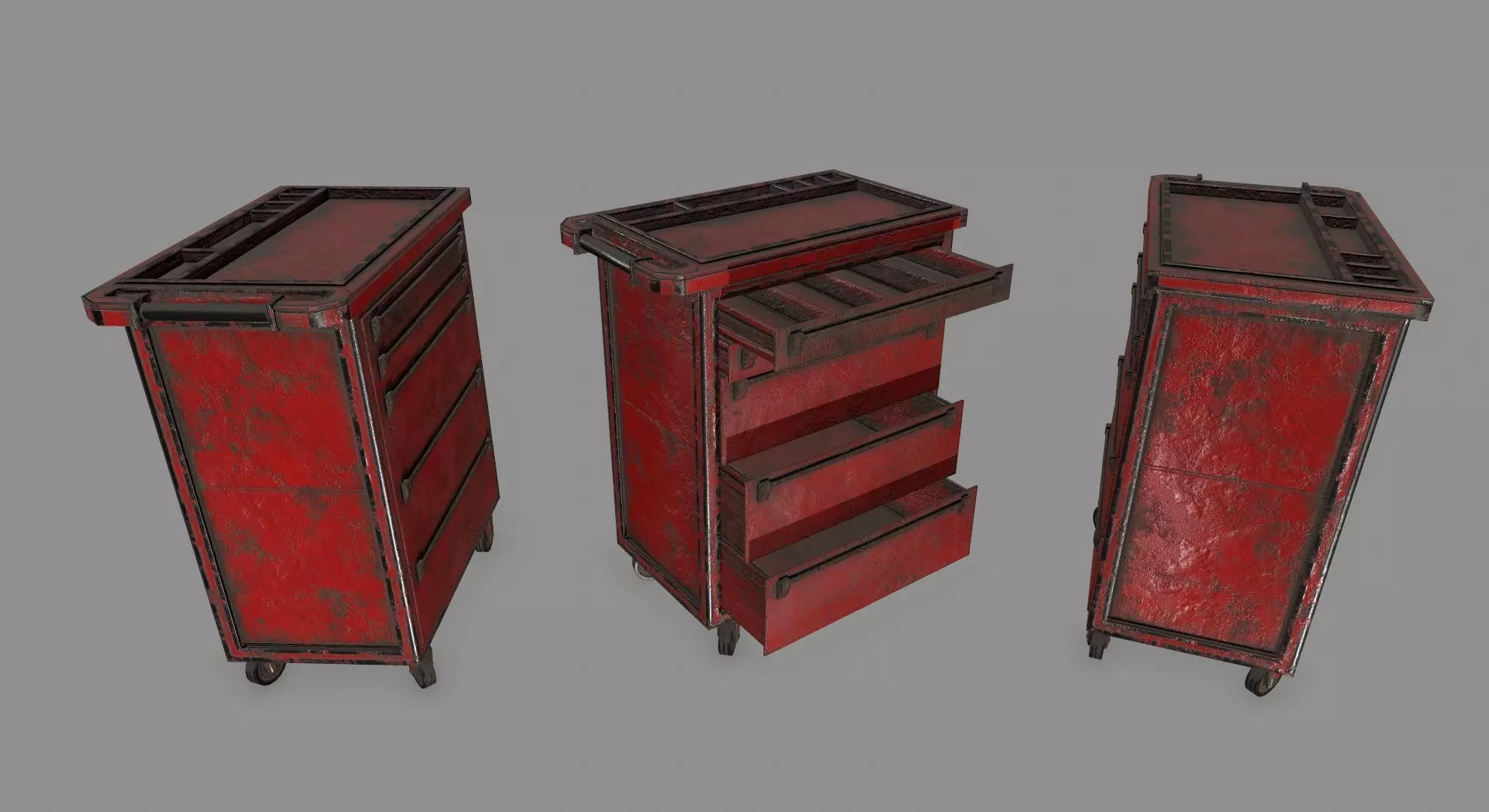 Cupboard metal cabinet with drawers Low-poly 3D model_0