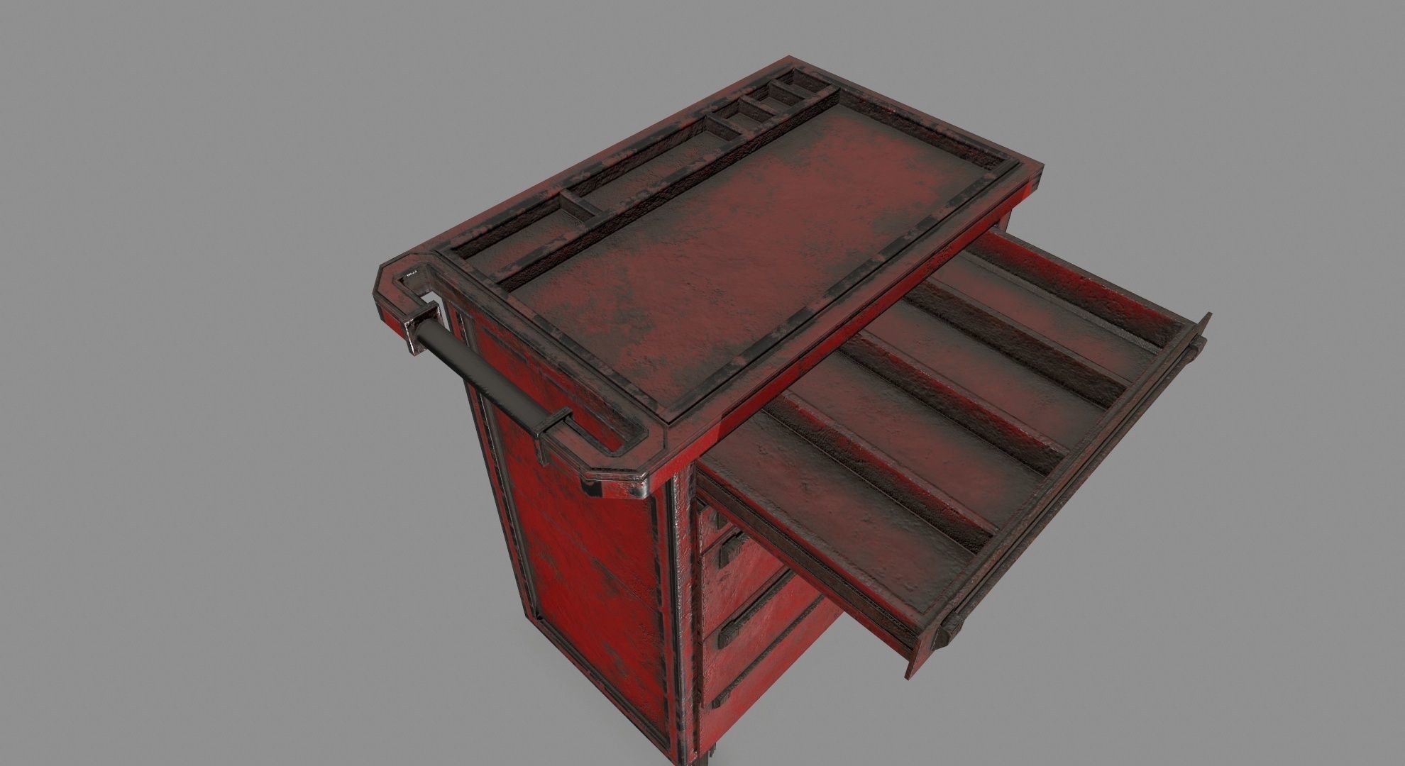 Cupboard metal cabinet with drawers Low-poly 3D model_11