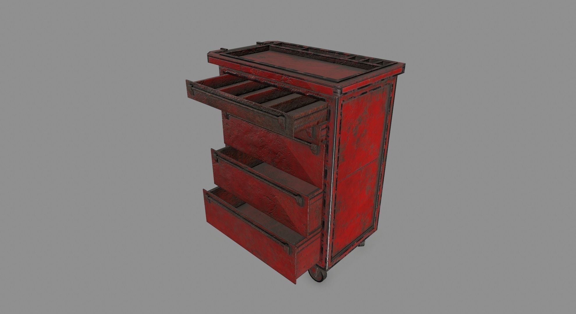 Cupboard metal cabinet with drawers Low-poly 3D model_7