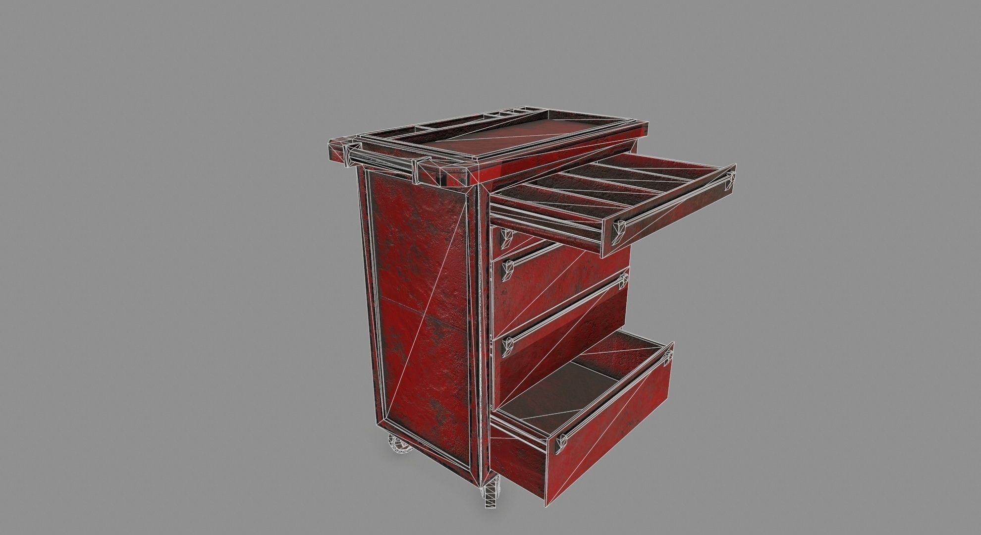 Cupboard metal cabinet with drawers Low-poly 3D model_12