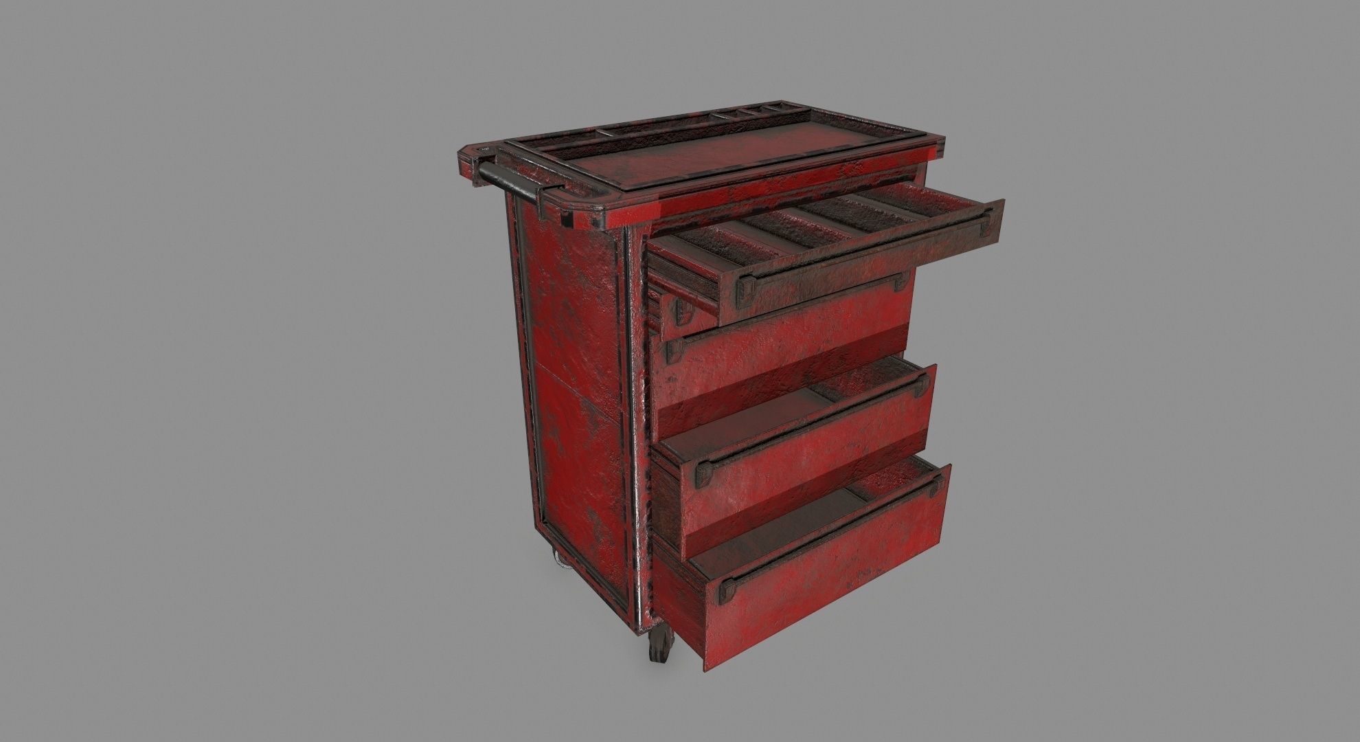 Cupboard metal cabinet with drawers Low-poly 3D model_2