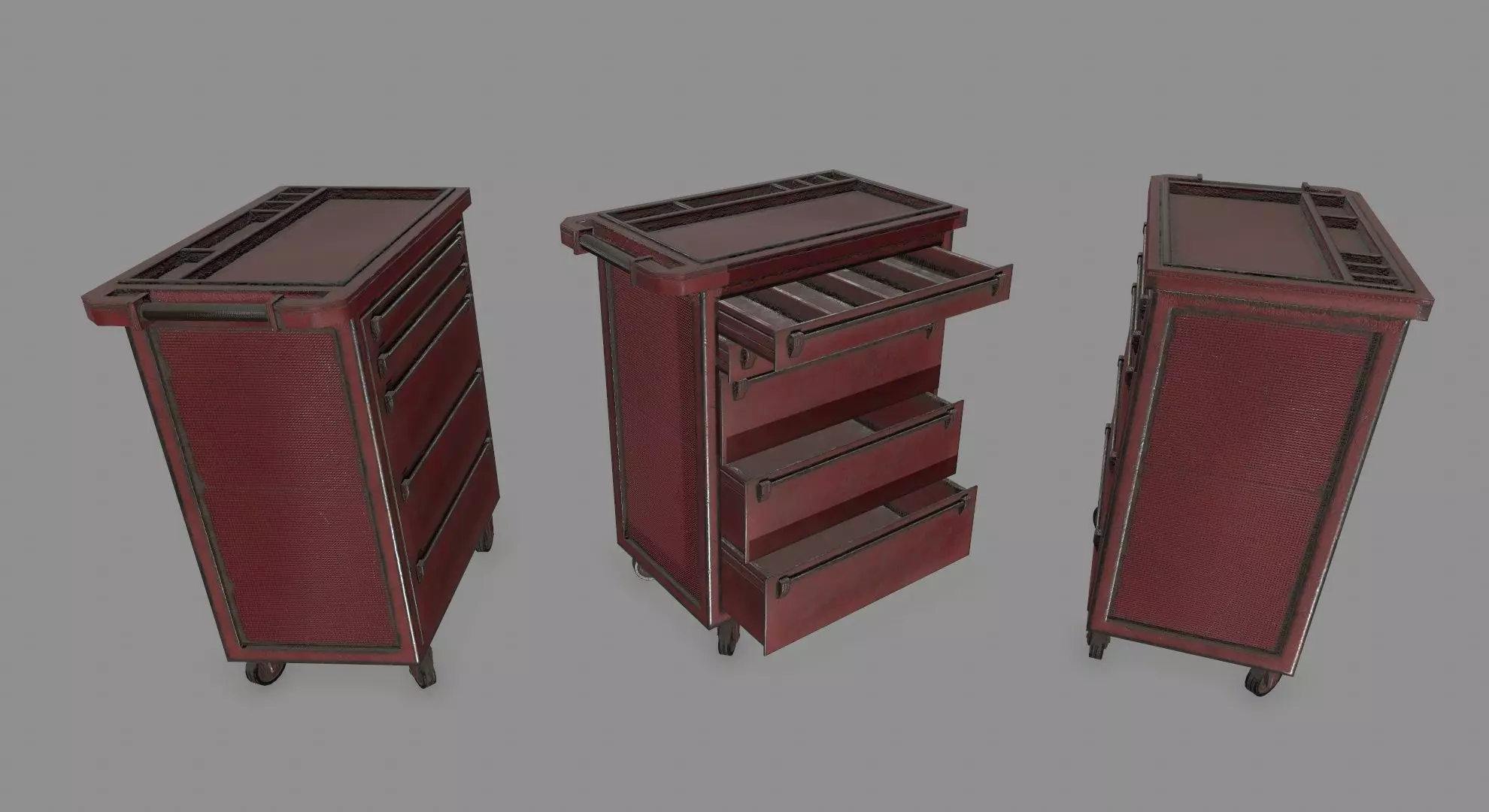 Cupboard cabinet with drawers Low-poly 3D model_0