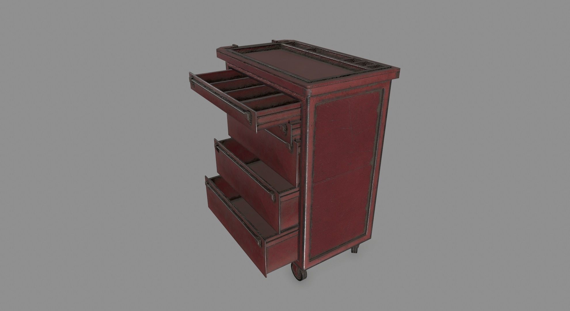 Cupboard cabinet with drawers Low-poly 3D model_7