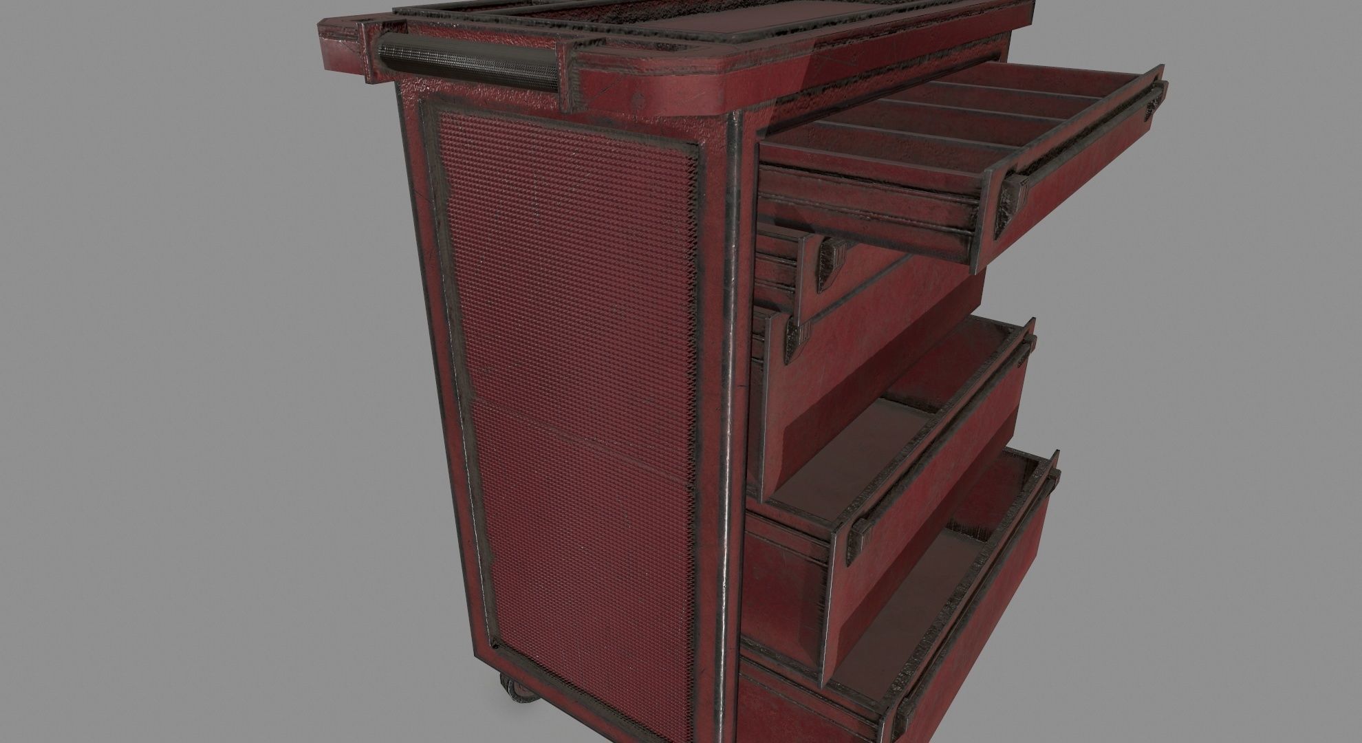 Cupboard cabinet with drawers Low-poly 3D model_9