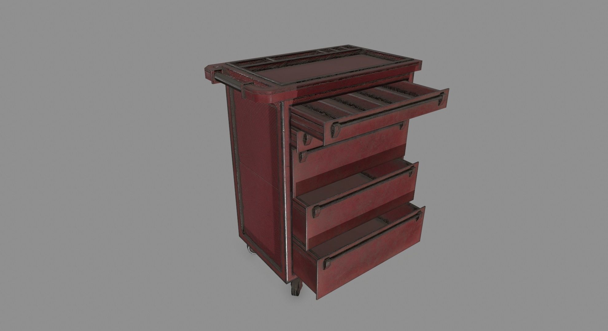 Cupboard cabinet with drawers Low-poly 3D model_2