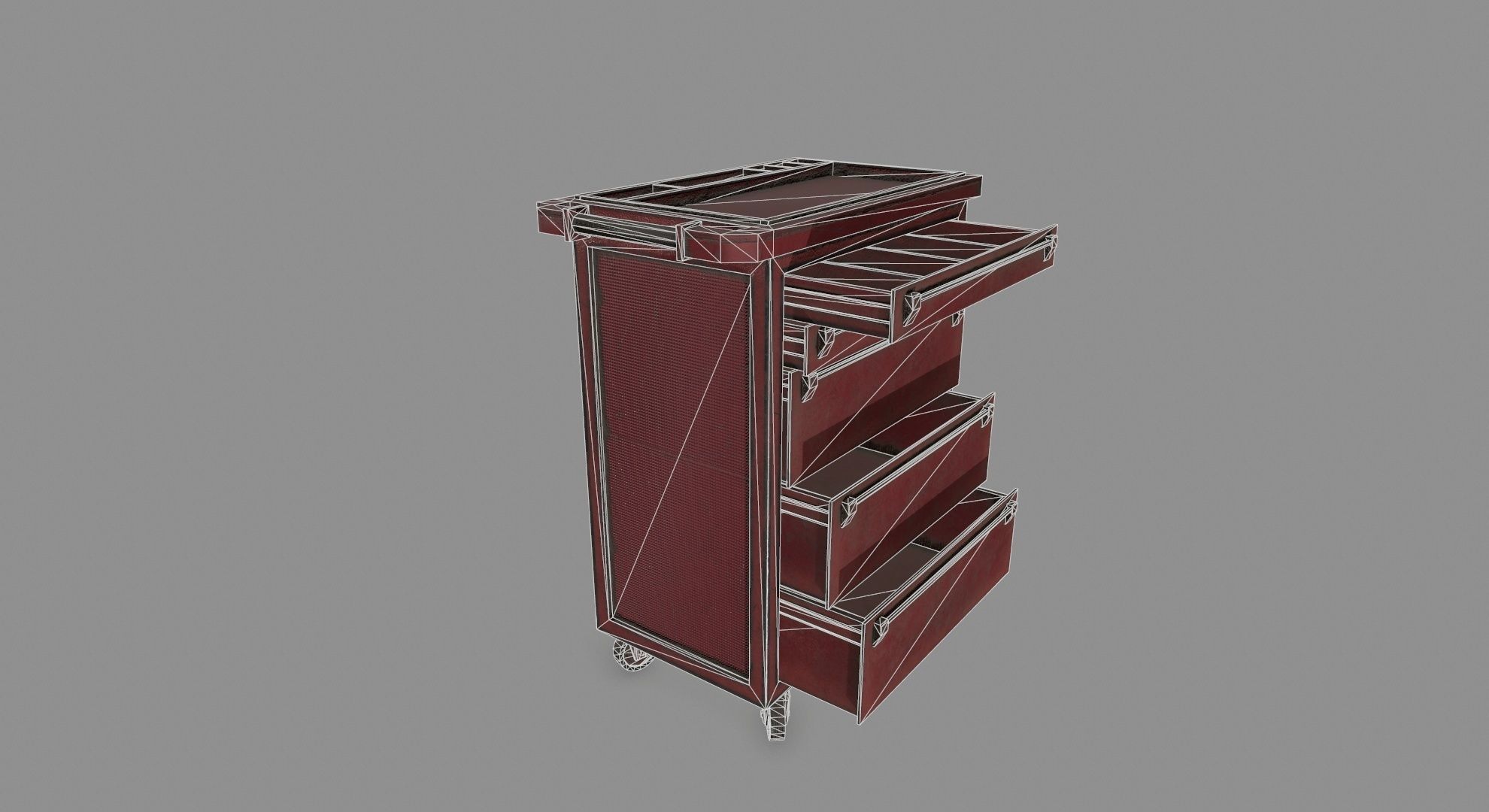 Cupboard cabinet with drawers Low-poly 3D model_11