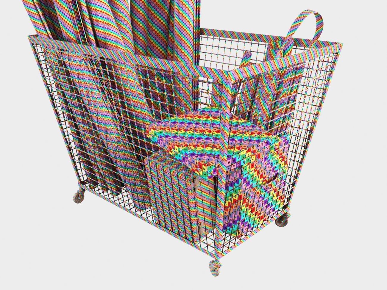 iron basket with paper 3D model_19