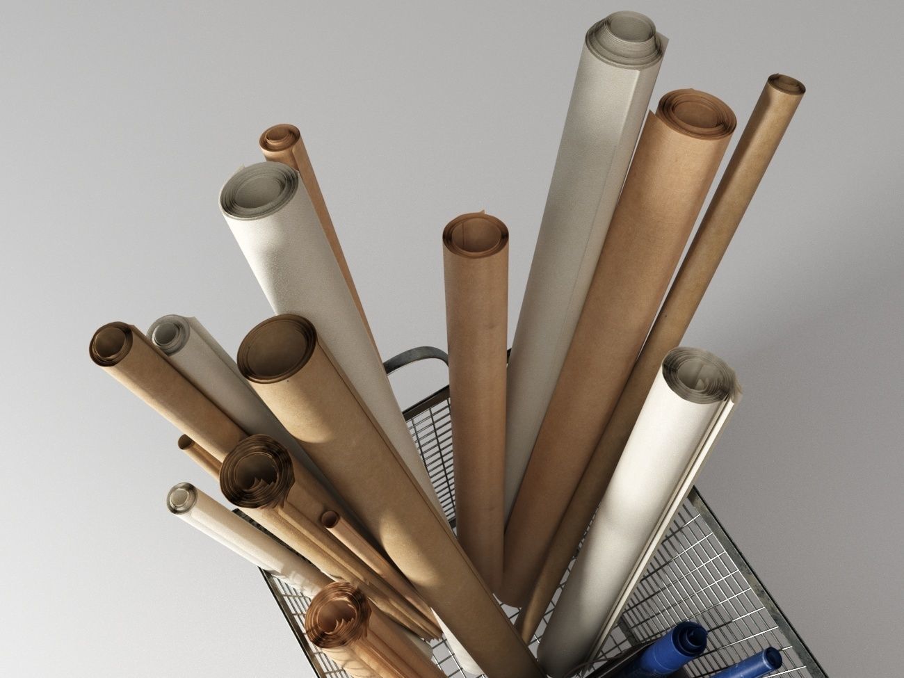 iron basket with paper 3D model_14