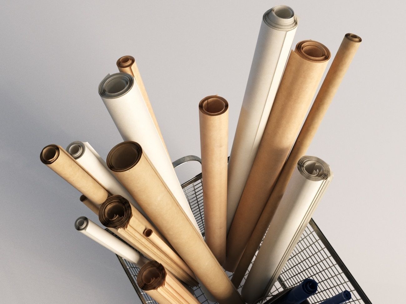 iron basket with paper 3D model_13