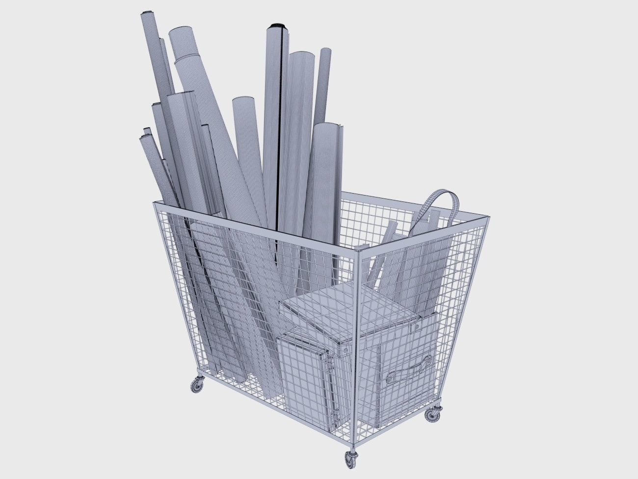 iron basket with paper 3D model_4