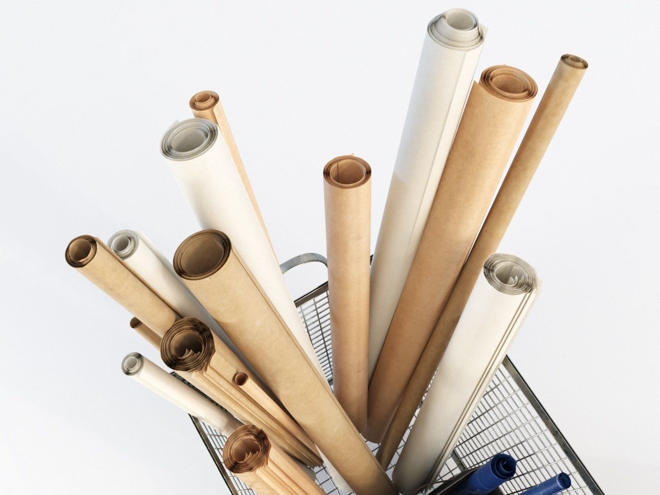 iron basket with paper 3D model_12