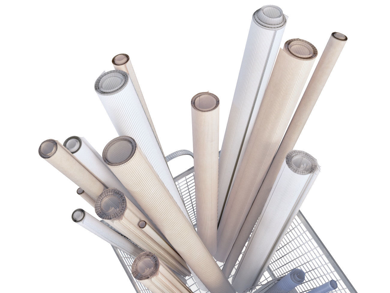 iron basket with paper 3D model_15