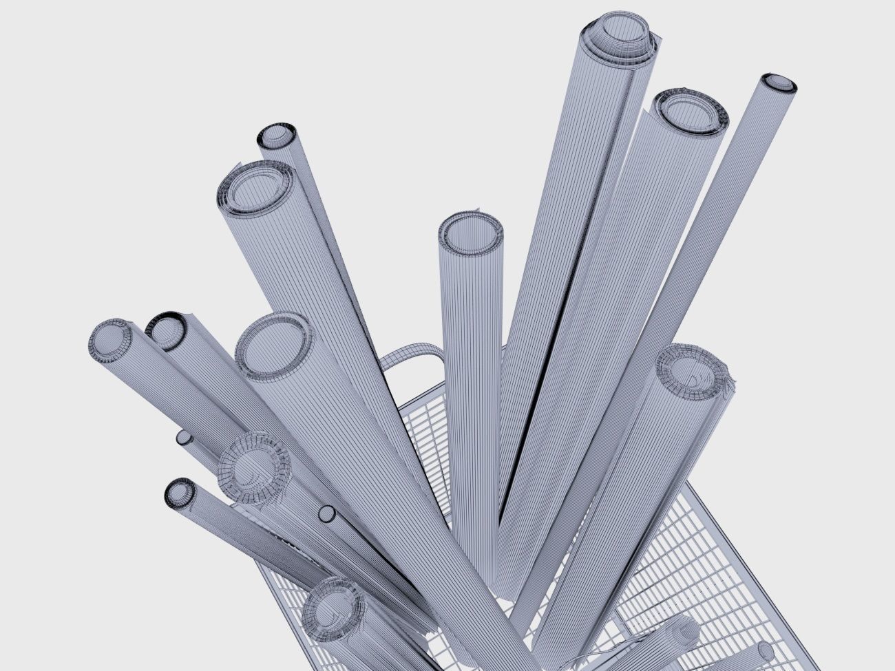 iron basket with paper 3D model_16