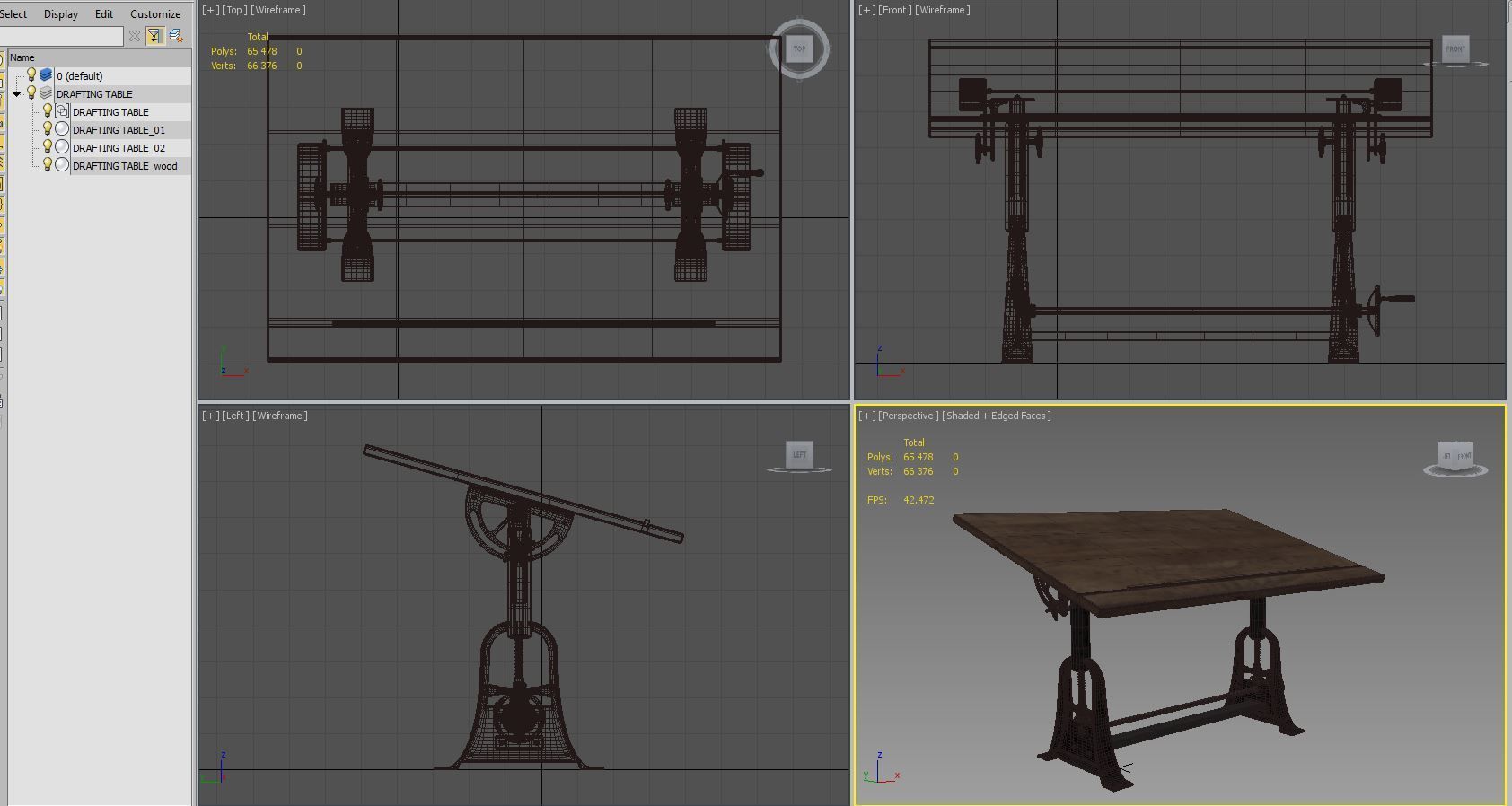 RH - 1910 American Trestle Drafting Table 3D model_15
