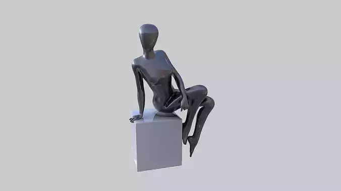 Female Black Mannequin Sitting Pose Low-poly 3D model