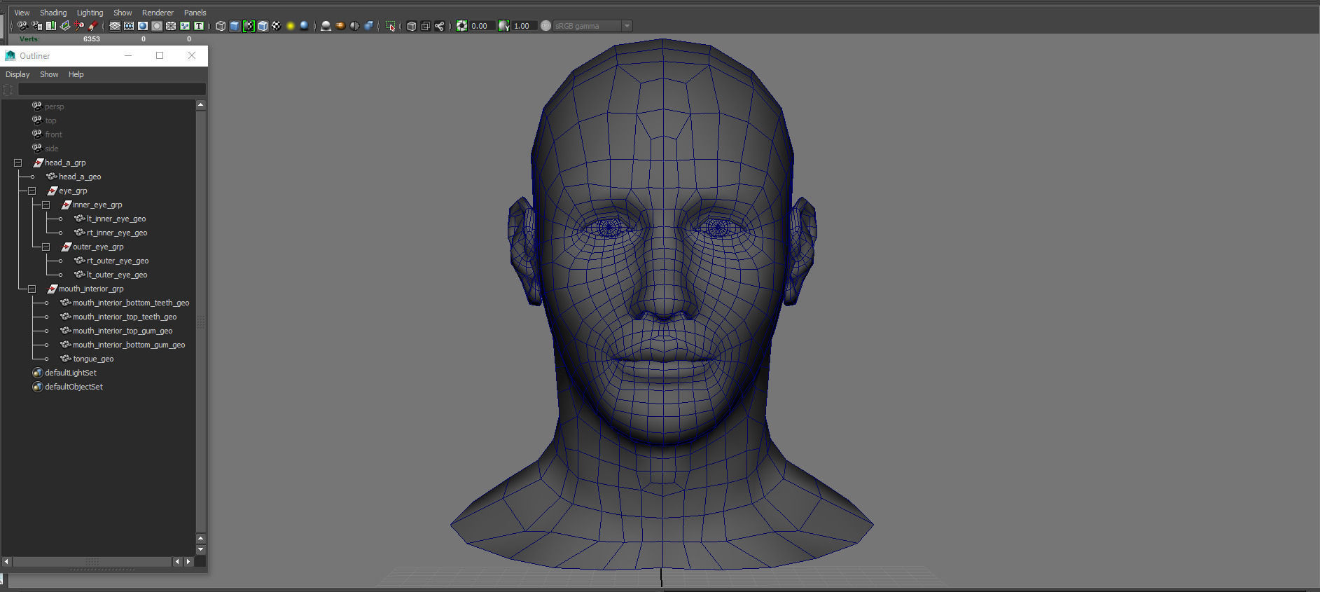 Head base and Mouth interior and Eyes with symmetrical UV Low-poly 3D model_4