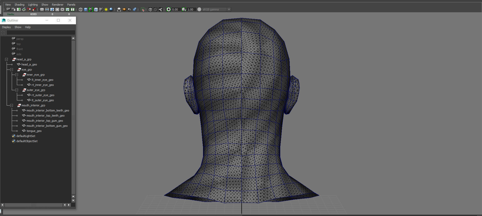 Head base and Mouth interior and Eyes with symmetrical UV Low-poly 3D model_14