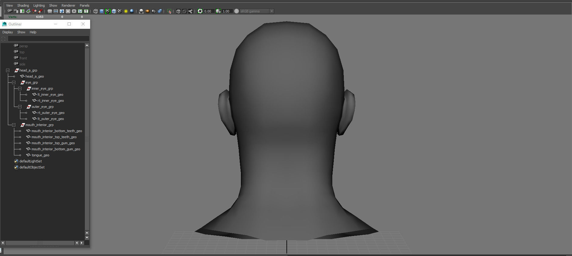 Head base and Mouth interior and Eyes with symmetrical UV Low-poly 3D model_12