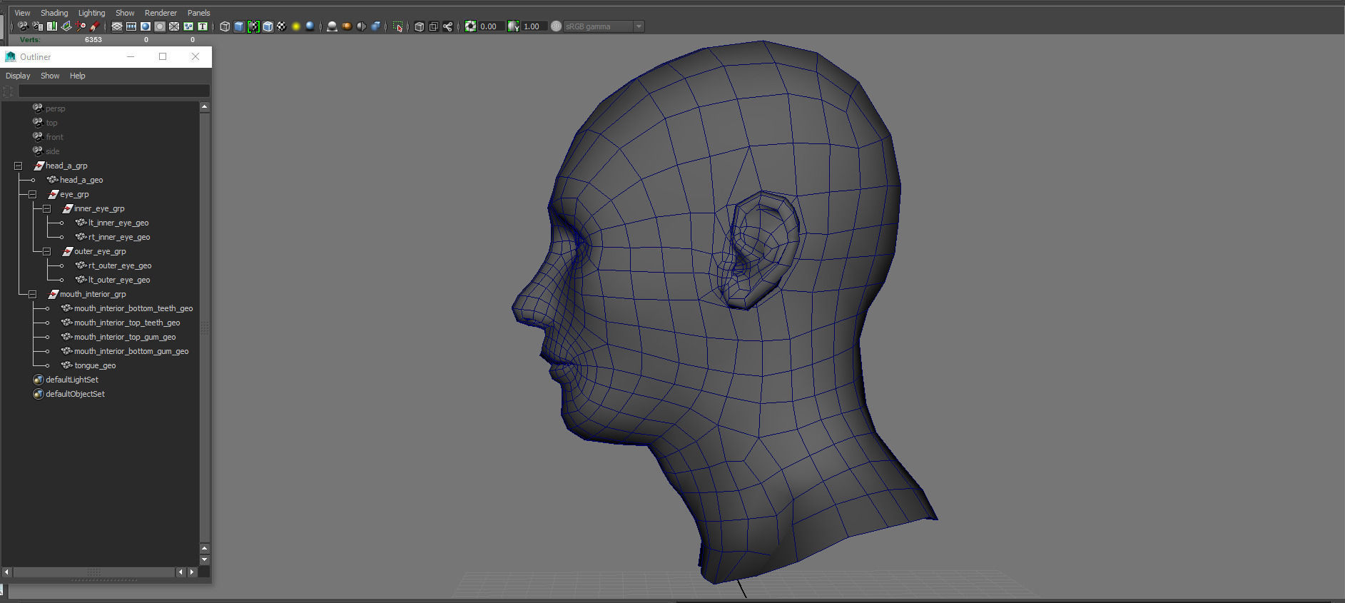 Head base and Mouth interior and Eyes with symmetrical UV Low-poly 3D model_10